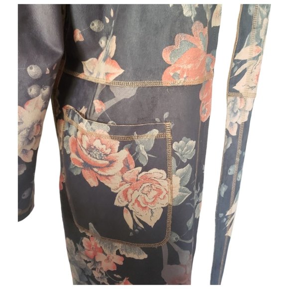 CT445 Philosophy Gray Lightweight Floral Open Cardigan L - Picture 3 of 9